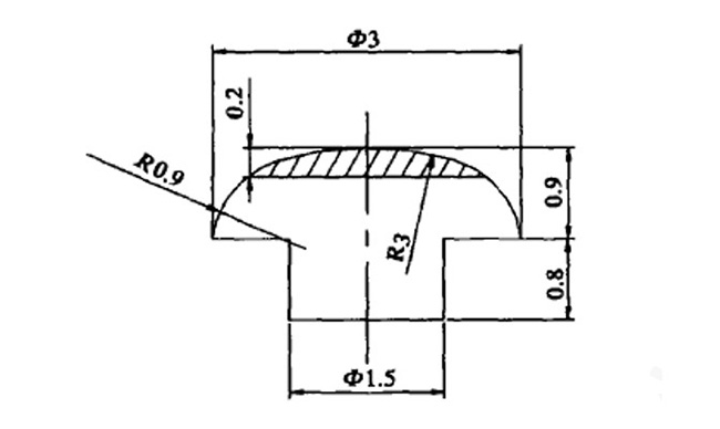 Dimensional Drawing of AuNi5/CuNi20 Composite Rivet Contacts
