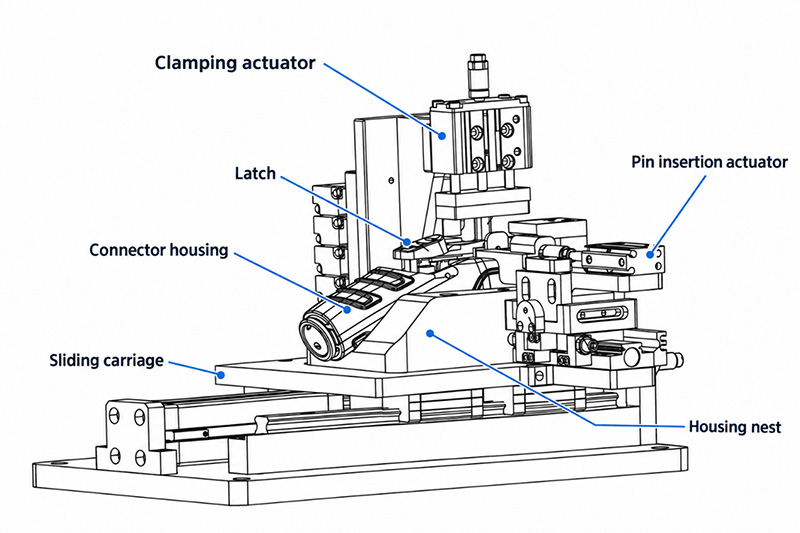 Overview of the pin insertion fixture Overview of the pin insertion fixture